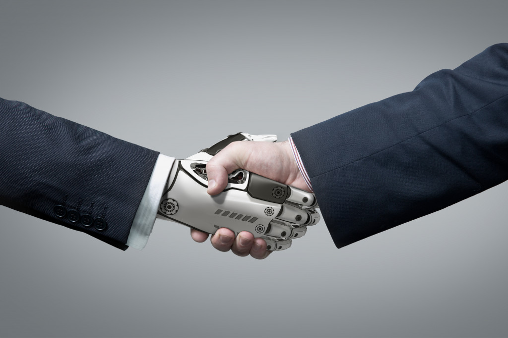 human hand and robot hand